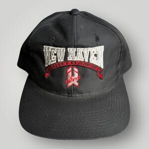 Vintage 90s Young Headwear New Haven Style & Hawks Snapback Cap Black OSFA